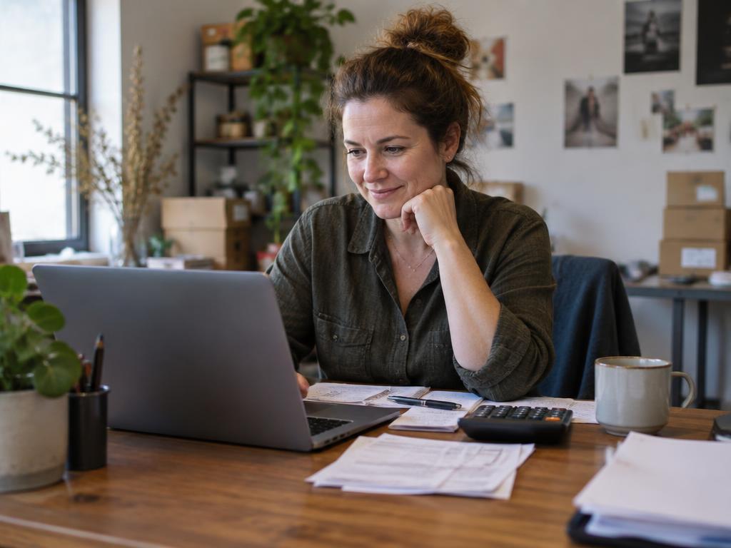 Business owner reviewing payroll paperwork with an advisor
