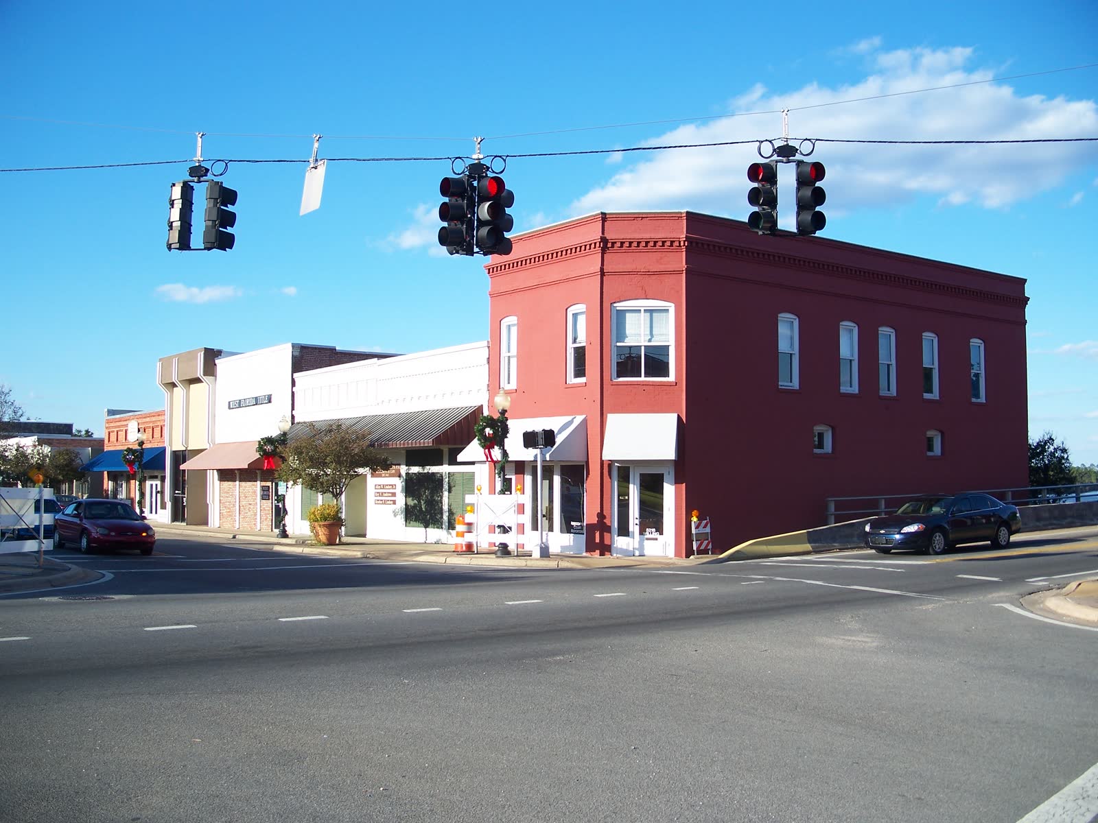 Historic brick building in downtown Milton, Florida's historic district