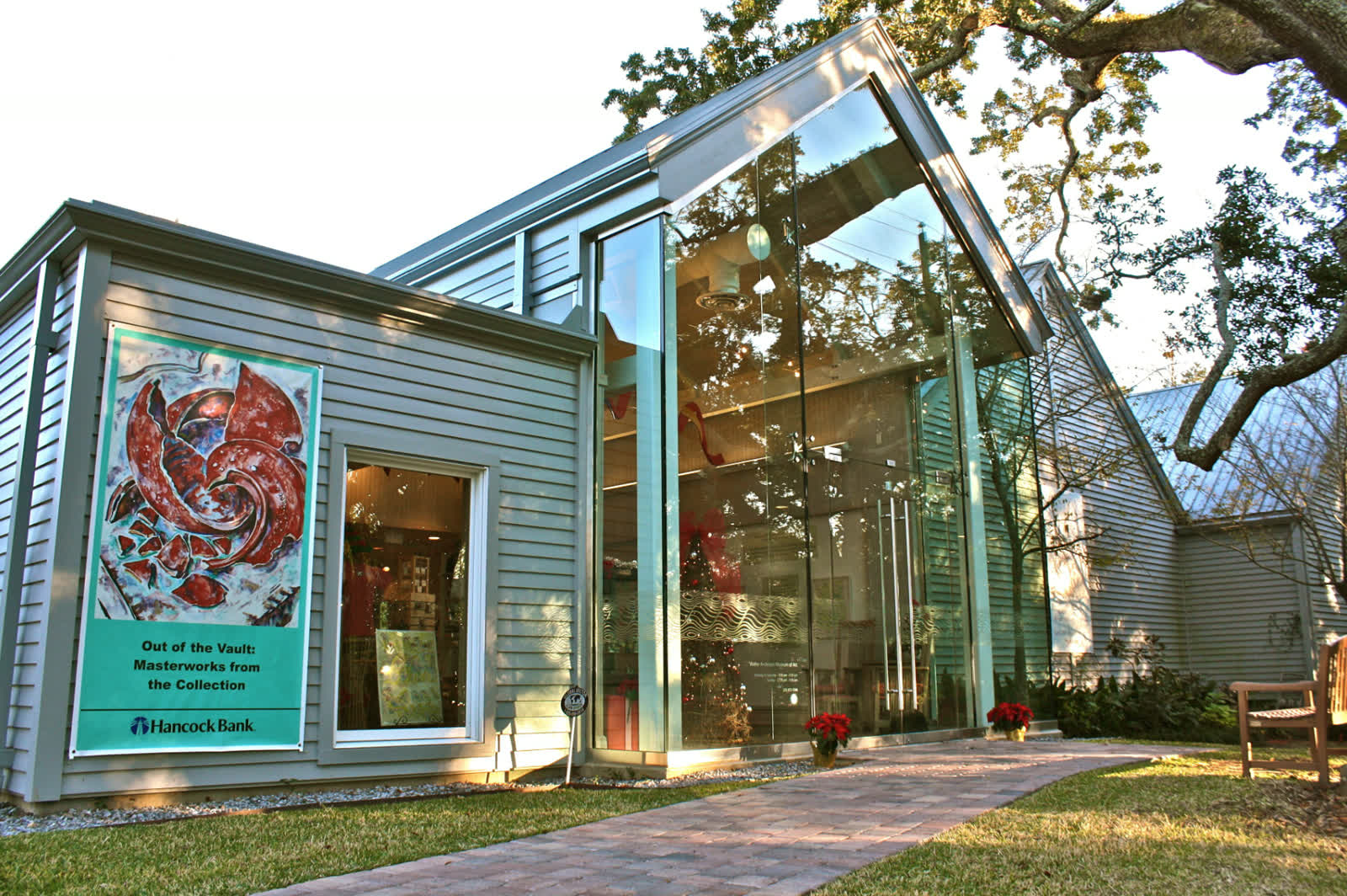 Historic Jackson Avenue storefronts in downtown Ocean Springs, Mississippi